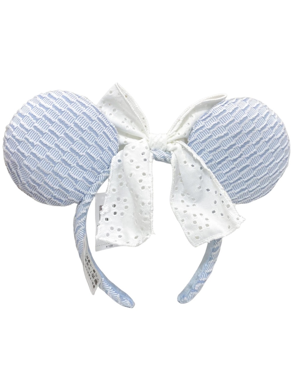Disney Parks Blue & White Lace Bow Minnie Mickey Mouse Ears Disneyland Headband - Picture 2 of 3